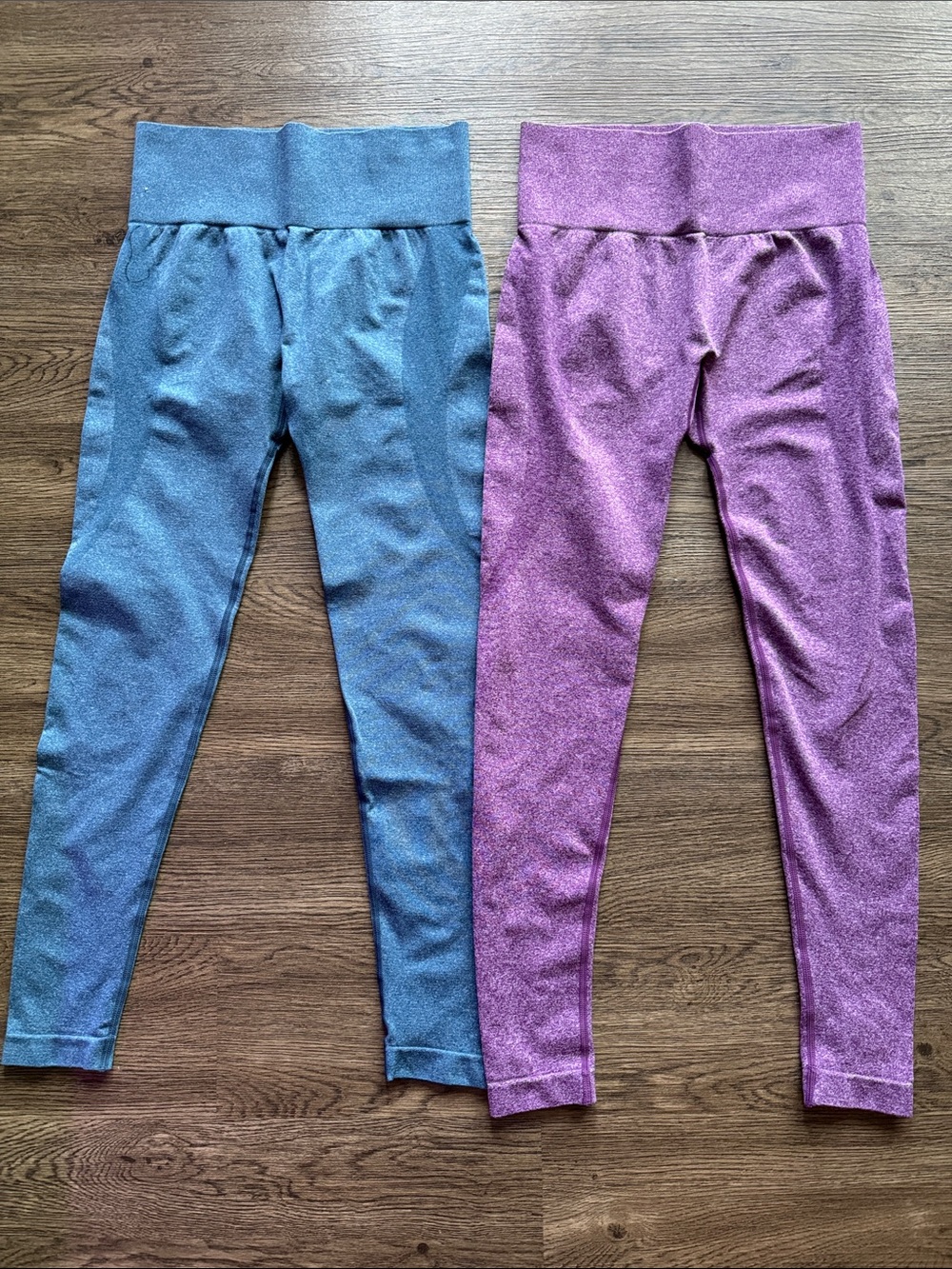 2 Pack Seamless Contour High Waist Workout Leggings Blue Purple